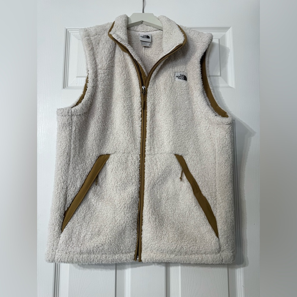 The North Face Men's Campshire Sherpa Fleece Full Zip Vest Size Medium White Tan